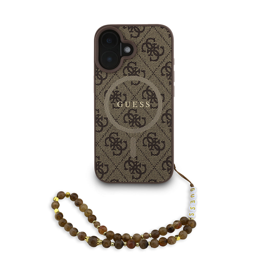 Guess iPhone 16 Plus Orjinal Lisanslı Magsafe PU Deri Bilek Askı İpli Yazı Logolu Telefon Kılıfı Guess iPhone 16 Plus Orjinal Lisanslı Magsafe PU Deri Bilek Askı İpli Yazı Logolu Telefon Kılıfı